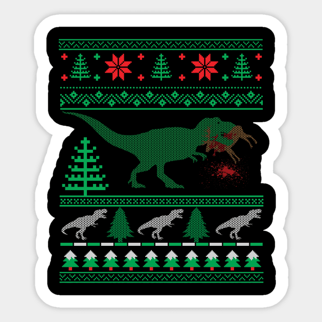 T rex eating reindeer sweater hot sale